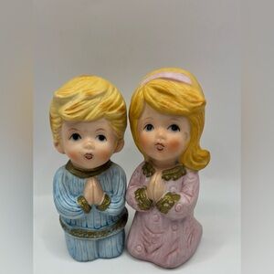 HOMCO 5211 Praying Boy Girl Figurines Set Vintage Home Interiors Taiwan Pair